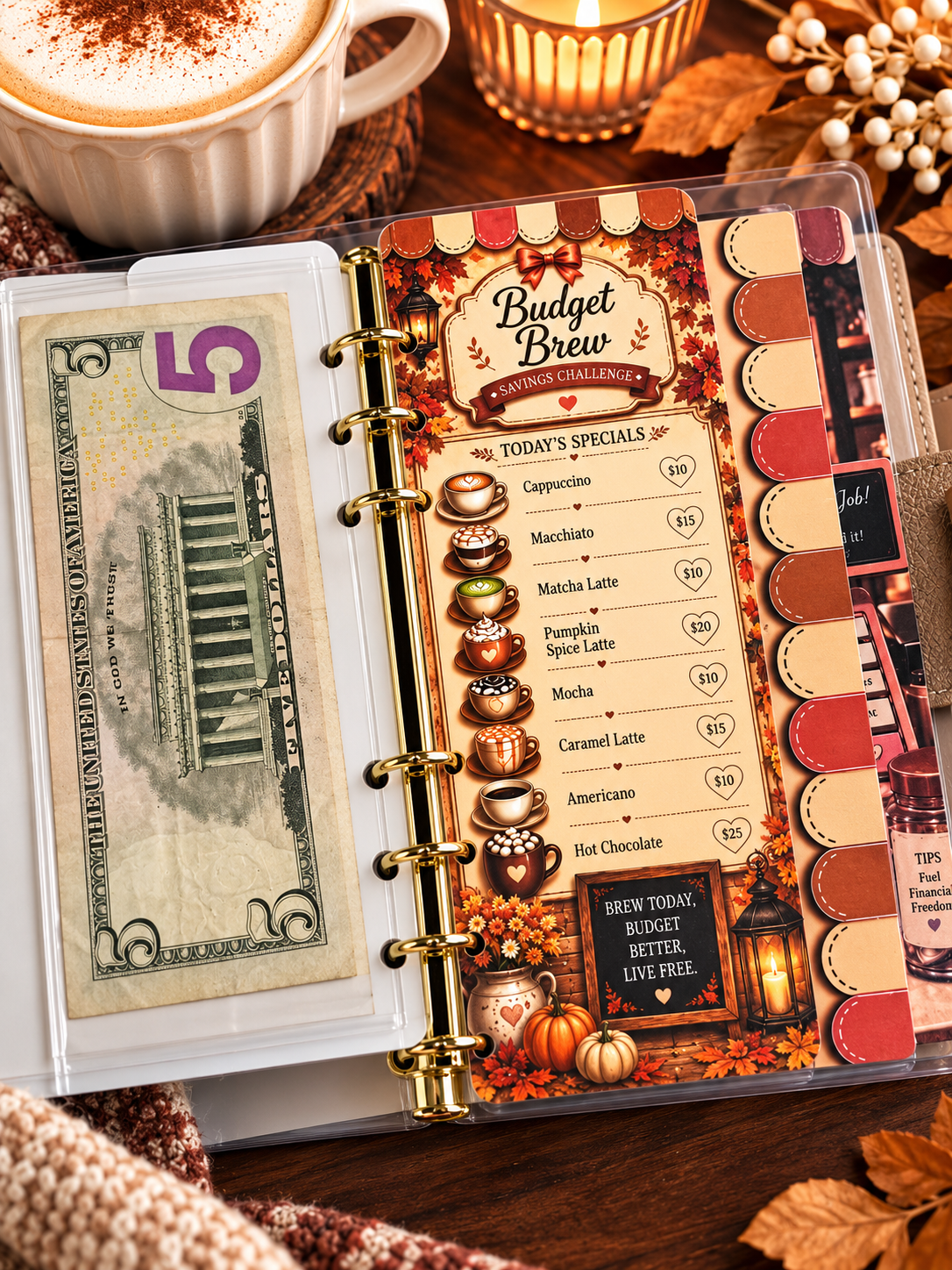 Cozy Cash Cafe Savings Challenge