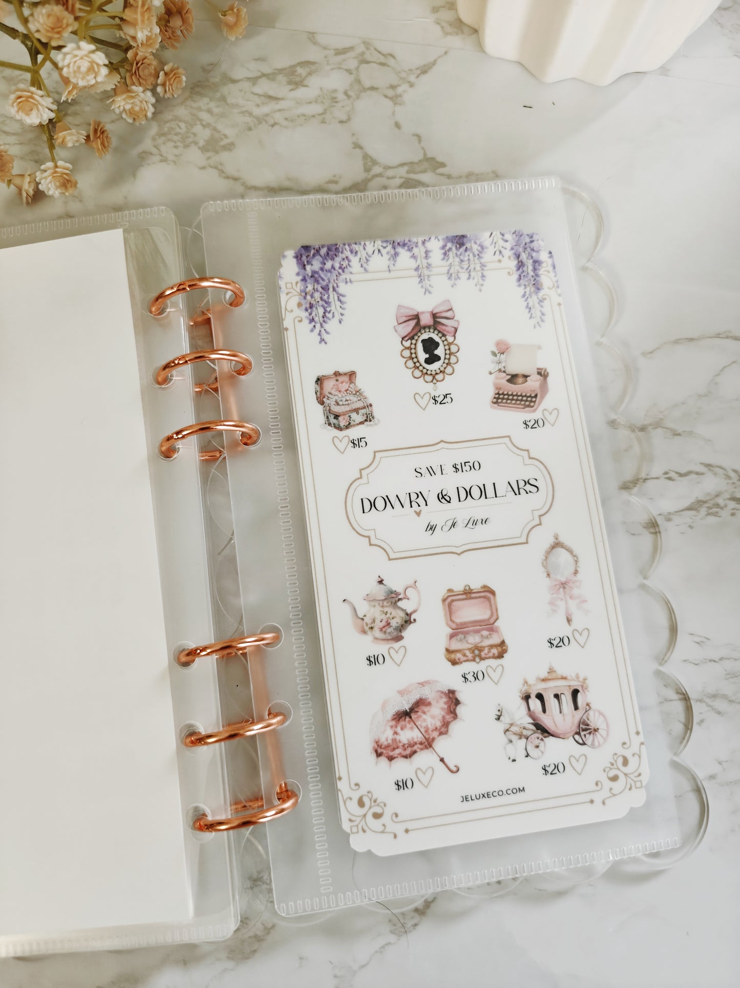 Dowry & Dollars™ A6 $150 Savings Tracker