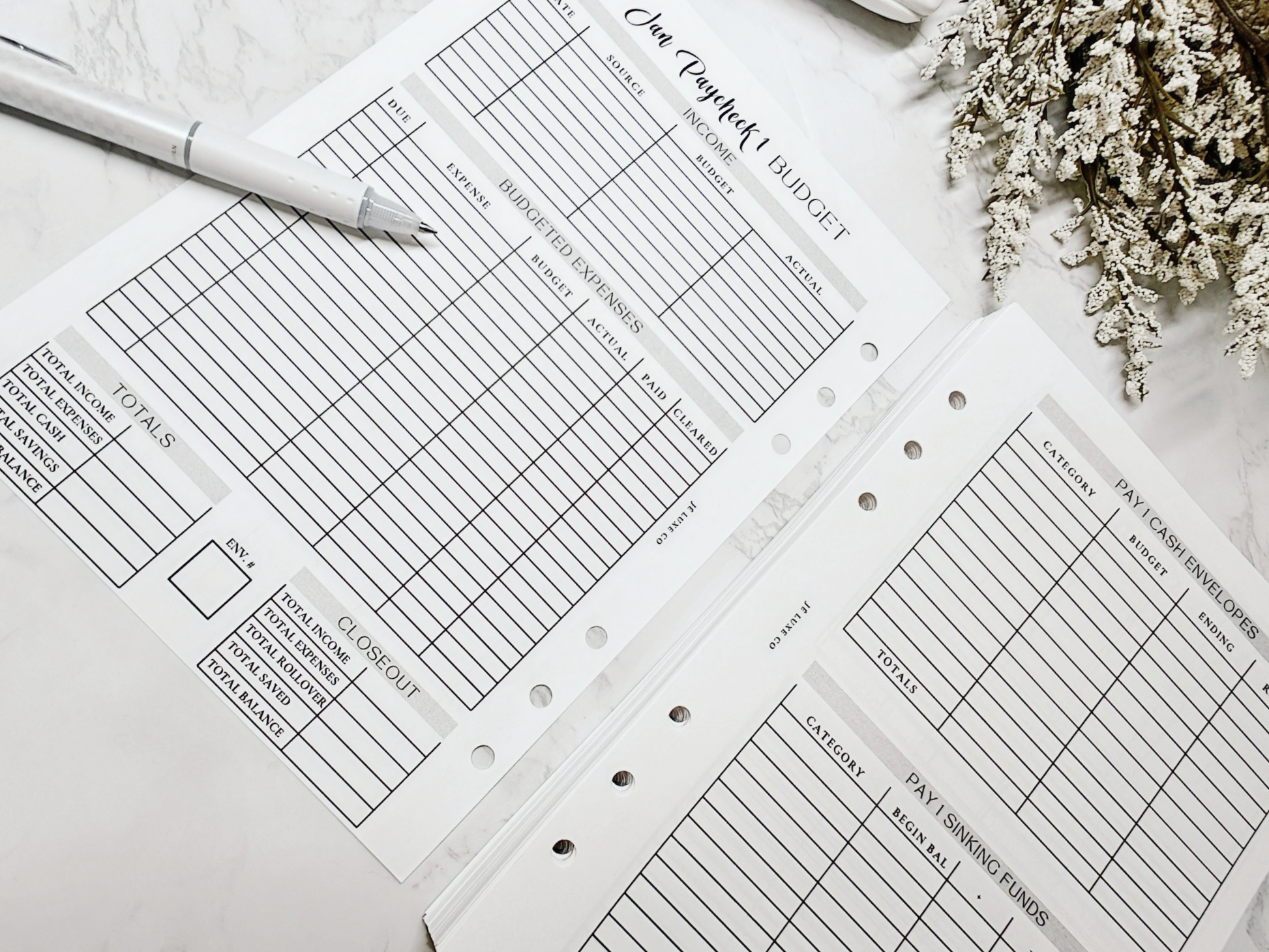 A5 Semi-Monthly Paycheck Budgeting Planner Inserts image 1