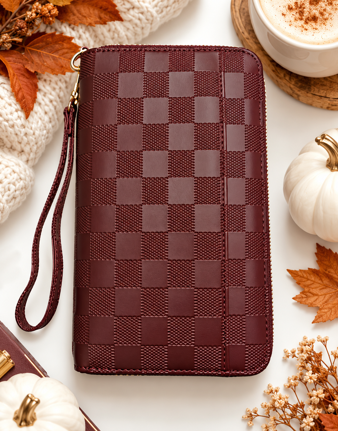 A6 Checkered Zippy Wallet