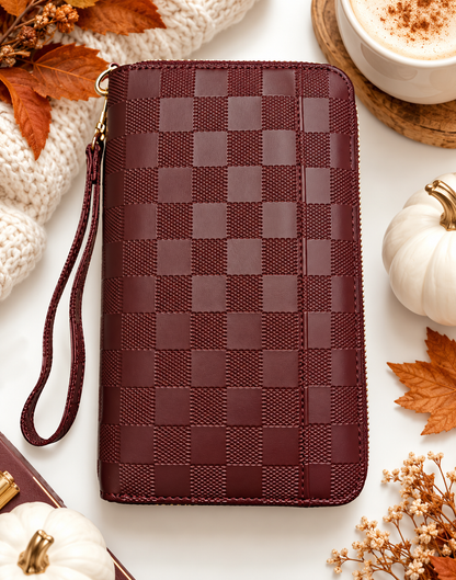 A6 Checkered Zippy Wallet