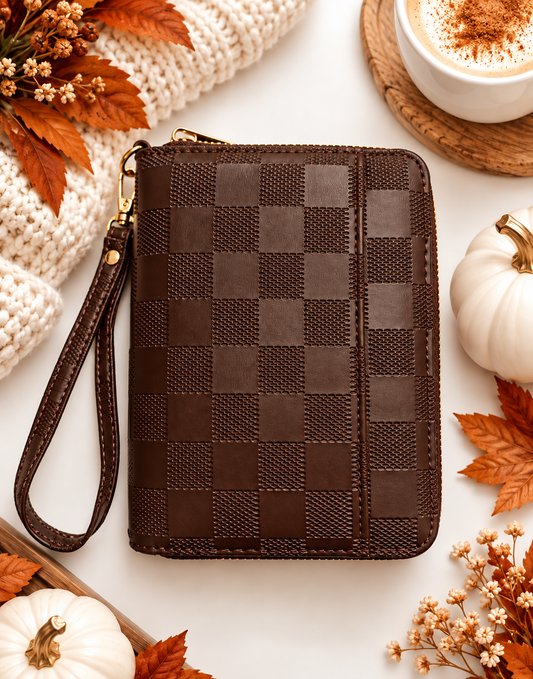 A7 Checkered Zippy Wallet