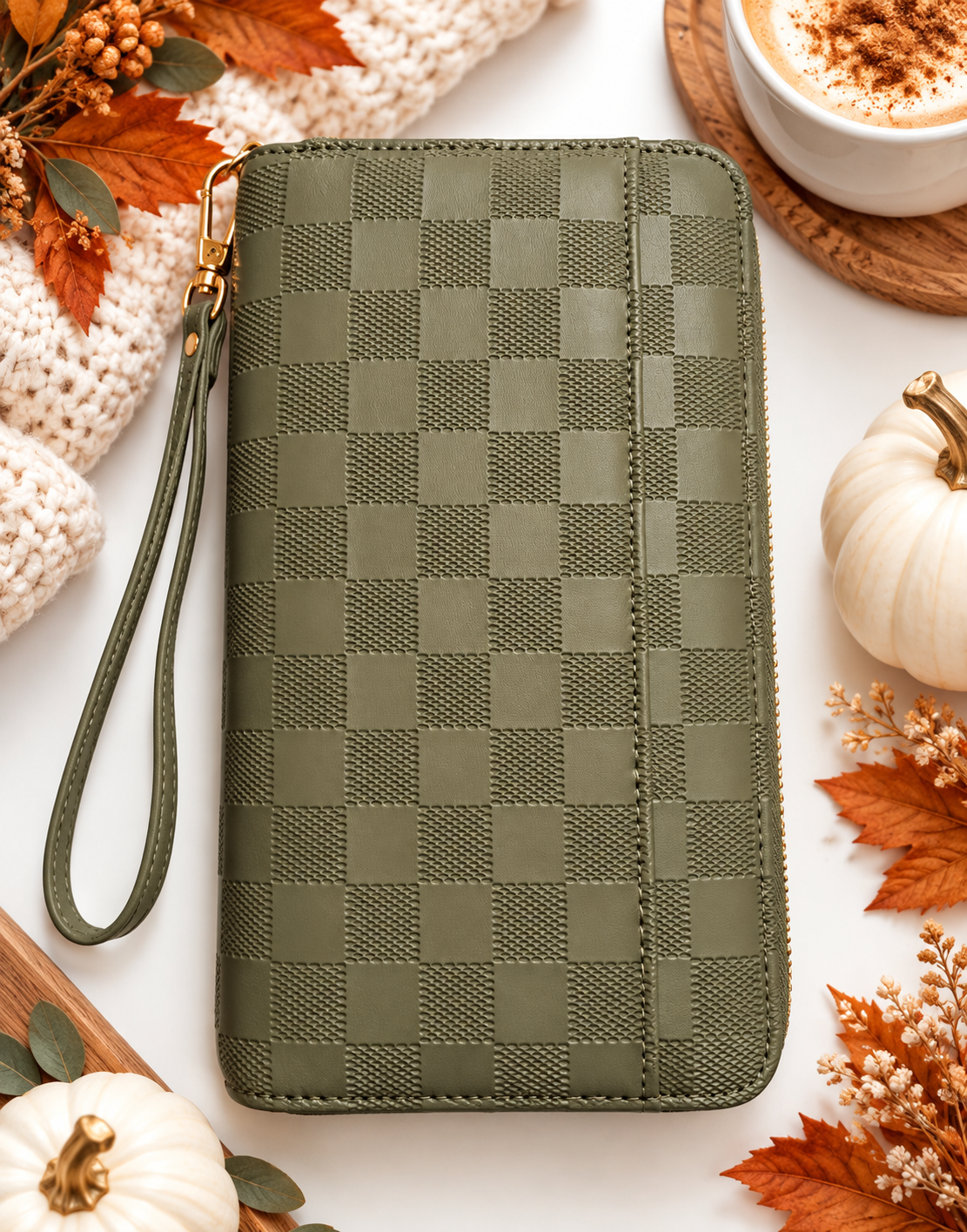 A6 Checkered Zippy Wallet