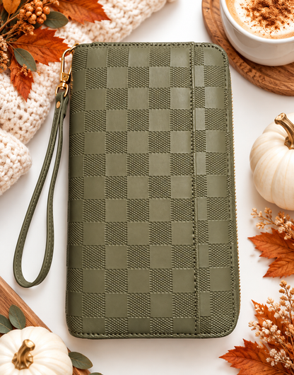 A6 Checkered Zippy Wallet
