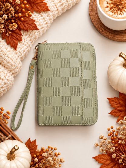 A7 Checkered Zippy Wallet
